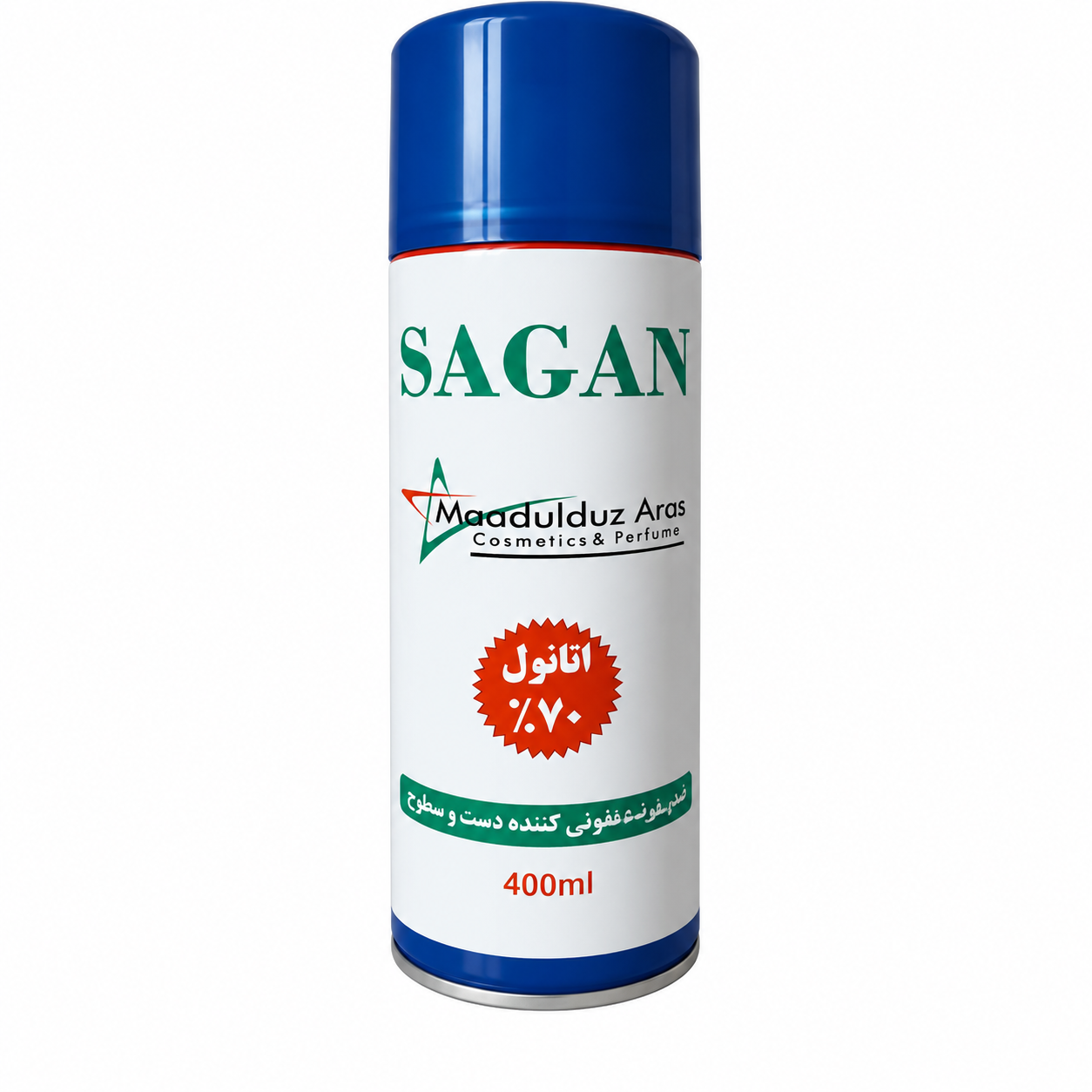 اسپری ۴۰۰ میلیلیتری ضدعفونی الکل ۷۰ درصد دست و سطوح ساگان (SAGAN)